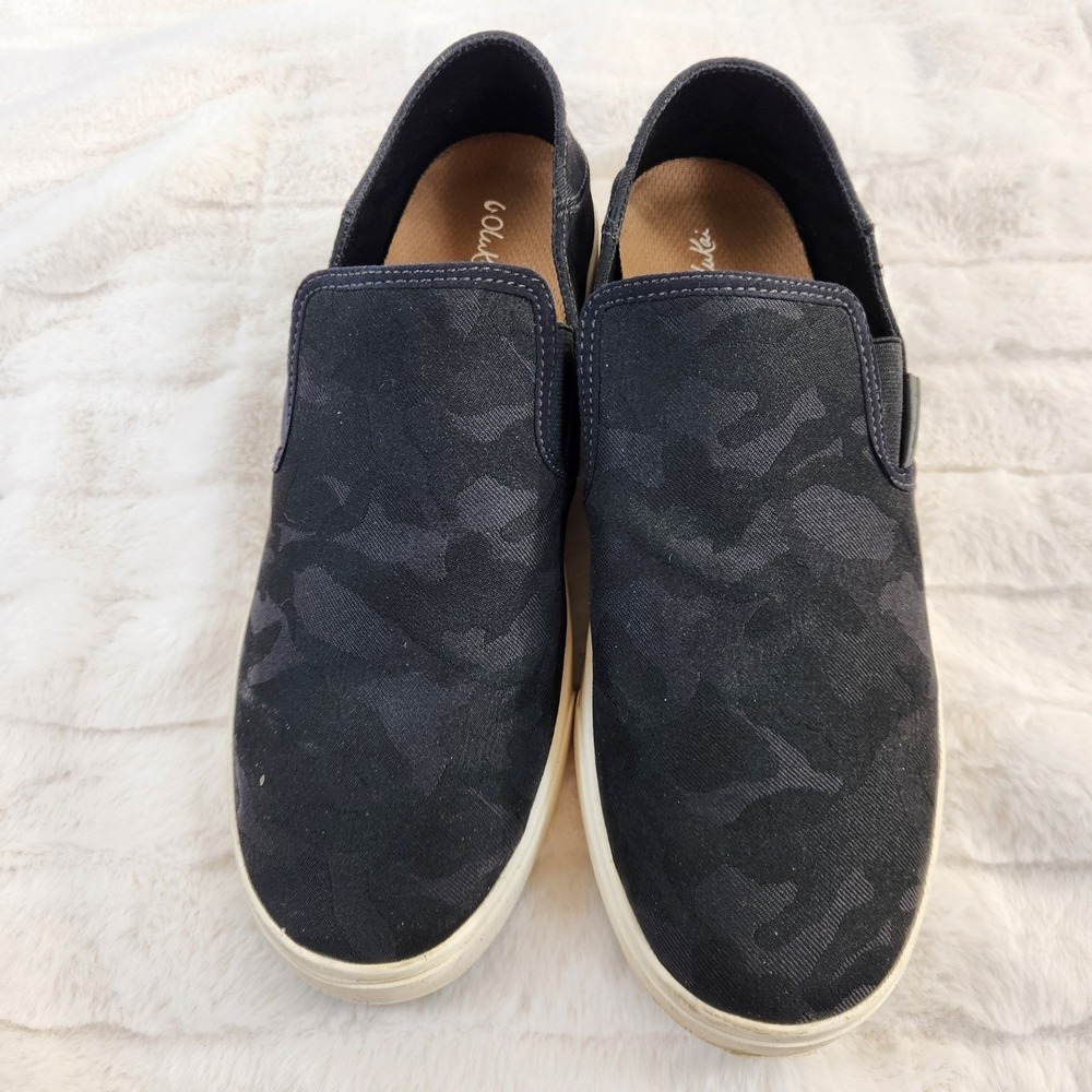 OluKai Pehuea Li Slip On Sneakers Black Camo Print Womens‎ Size 11 Shoes EU 41
